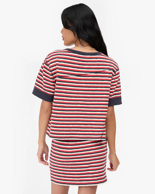 Clare V. Le Bateau Tee, Navy Cherry Red Cream Stripe