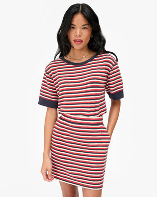 Clare V. Le Bateau Tee, Navy Cherry Red Cream Stripe