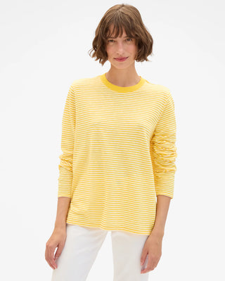 Clare V. Long Sleeve Tee, Snapdragon Cream Mini Stripe