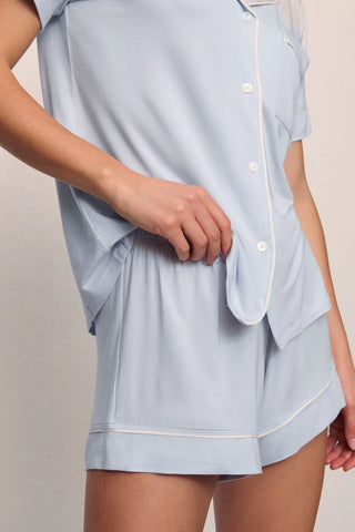 Eberjey Gisele The Relaxed Short PJ Set, Ice Blue Ivory