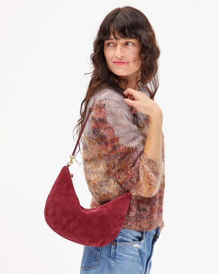 Clare V. Lune Suede Bag, Currant