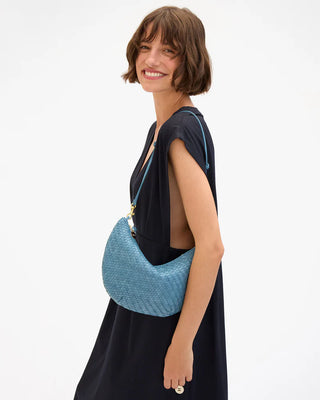 Clare V. Lune Woven Zig Zag Bag, Desert Blue