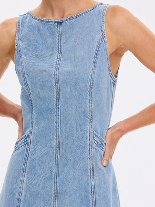 Kivari Laguna Denim Mini Dress, Pale Stone