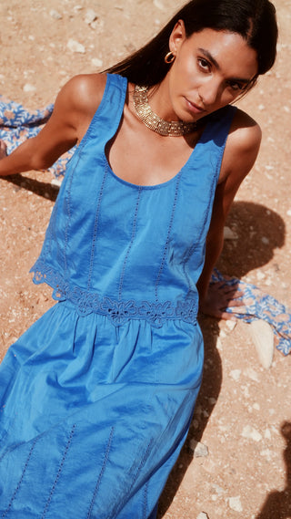 Mirth Orinda Tank, Egyptian Blue Lotus Eyelet