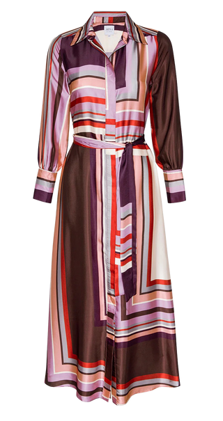 Misa Herminia Dress, Chocolate Geo Stripe