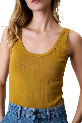 Marea Pointelle Tank, Chartreuse