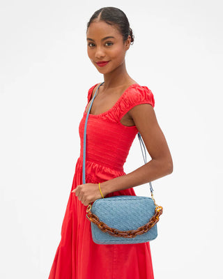 Clare V. Marisol Woven Zig Zag Bag, Desert Blue