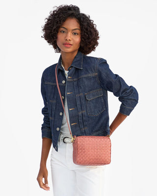 Clare V. Midi Sac Woven Checker, Rose Clay