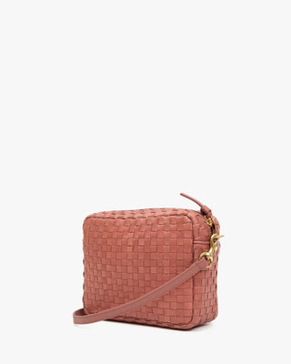 Clare V. Midi Sac Woven Checker, Rose Clay