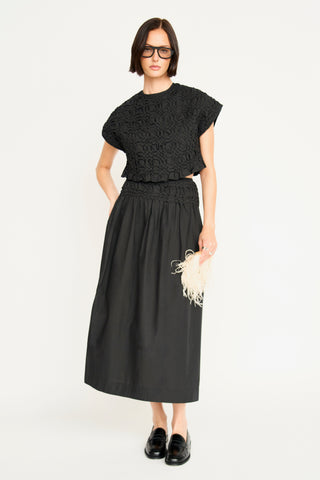Mirth Bonn Smocked Top, Black