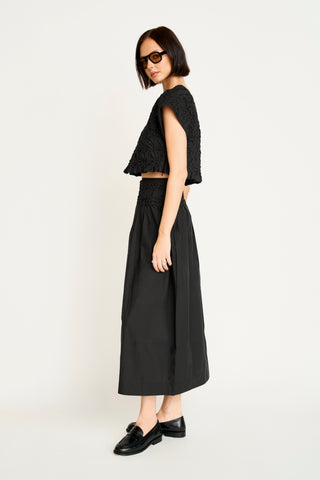 Mirth Whitby Smocked Skirt, Black
