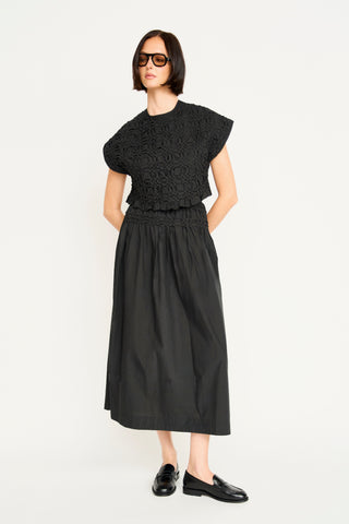 Mirth Whitby Smocked Skirt, Black