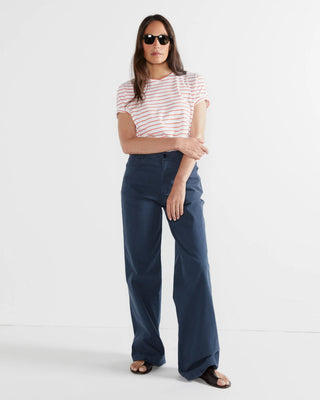 Kule The Modern Shortsleeve, White Poppy Pinstripe