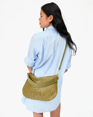 Clare V. Moyen Messenger Medium Woven Bag, Olive