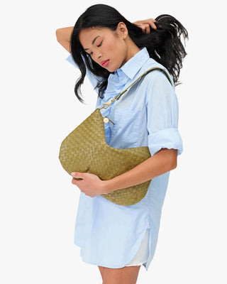 Clare V. Moyen Messenger Medium Woven Bag, Olive