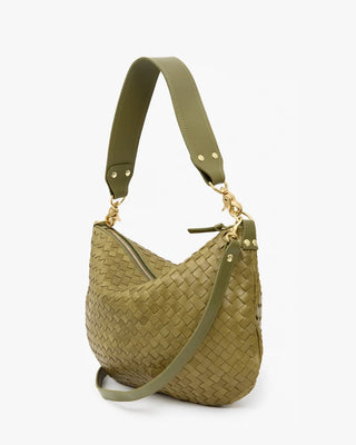 Clare V. Moyen Messenger Medium Woven Bag, Olive
