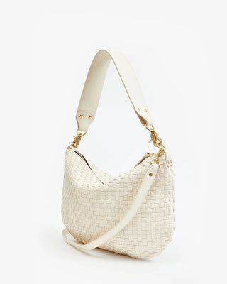 Clare V. Moyen Messenger, Cream Woven Checker