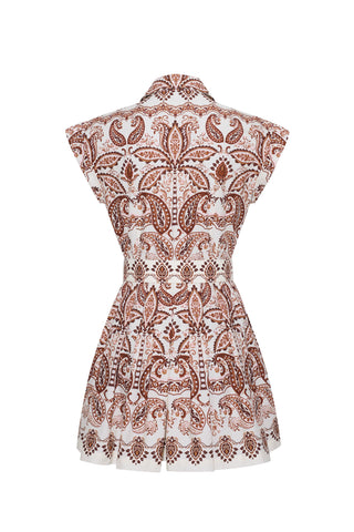Cara Cara Octavia Mini Dress, Palm Paisley Ivory
