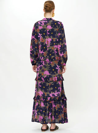 Oliphant Mock Neck Maxi, Suzani Navy