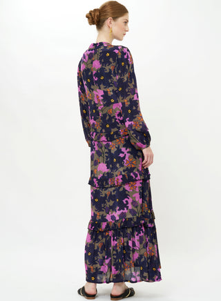 Oliphant Mock Neck Maxi, Suzani Navy