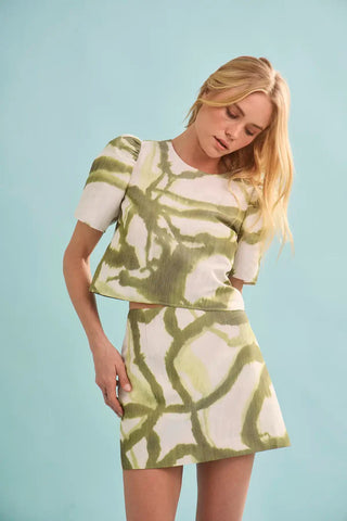 Hunter Bell Olivia Top, Seabreeze Ikat Green