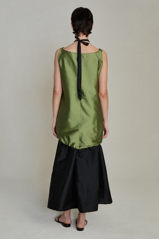 Chan Luu Techno Taffeta Shift Shirt, Olive