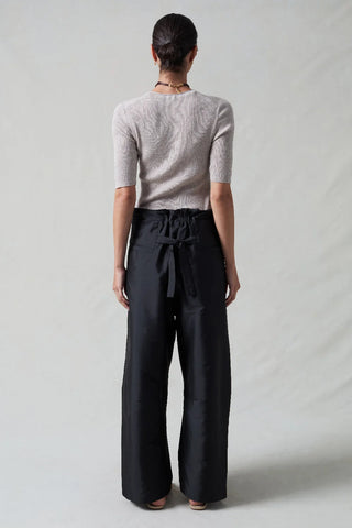 Chan Luu Techno Taffeta Barrel Pants, Black