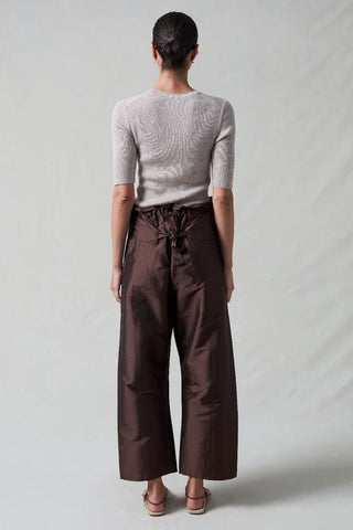Chan Luu Techno Taffeta Barrel Pants, Chocolate