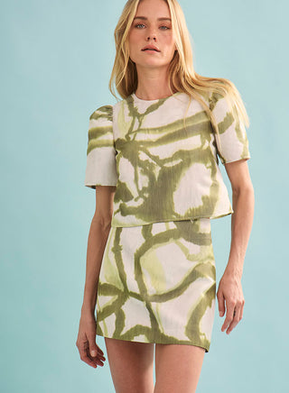 Hunter Bell Britt Mini Skirt, Seabreeze Ikat Green