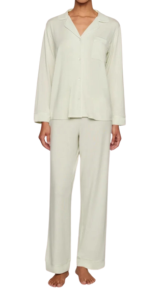 Eberjey Gisele Long PJ Set, Seafoam Ivory