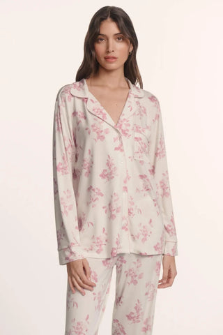 TS Eberjey Gisele Long PJ Set, Rose Garden Pale Pink