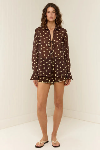 Palm Noosa Harlow Shirt, Giallo Pois