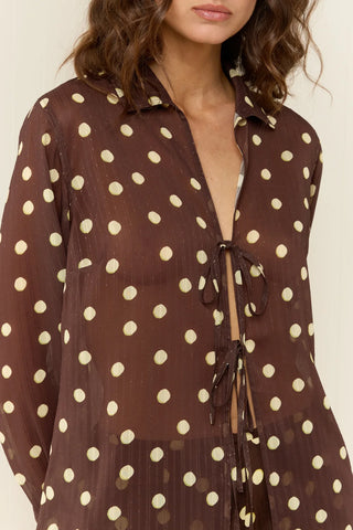 Palm Noosa Harlow Shirt, Giallo Pois