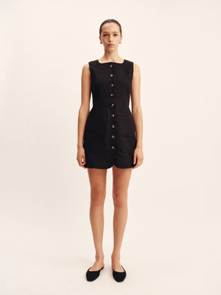 Posse Emma Button Down Mini Dress, Black