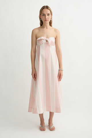 Posse Rosie Strapless Dress, Pink Stripe