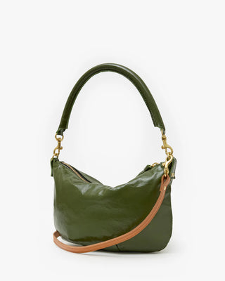 Clare V. Petit Moyen Messenger Crinkle Patent Bag, Army