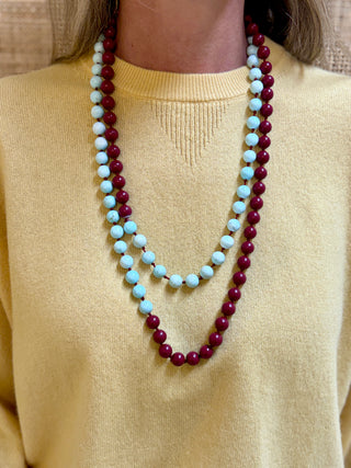 The Liv Beaded Layering Necklace, Bordeaux Turquoise