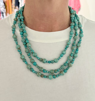 The Liv Triple Strand Beaded Necklace, Turquoise