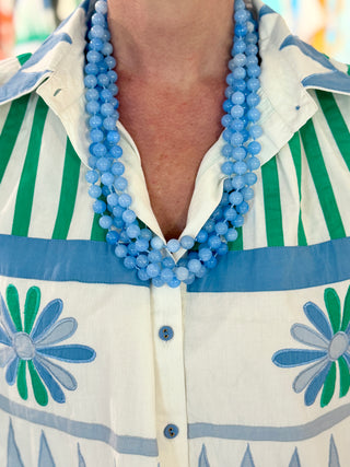 The Liv Beaded Layering Necklace, Sea Glass Blue