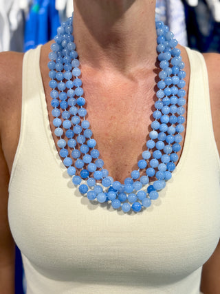 The Liv Beaded Layering Necklace, Sea Glass Blue