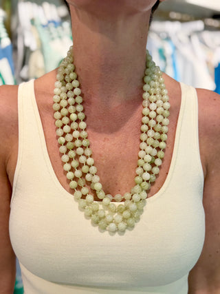 The Liv Beaded Layering Necklace, Sage Mist