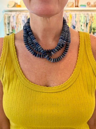 Gather Goods Navy Blue and Olive Spacer Necklace