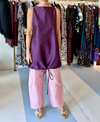 Chan Luu Techno Taffeta Shift Shirt, Purple
