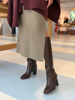 White & Warren Cashmere Skirt, Soft Shale