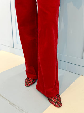 Frame LE Slim Palazzo Modernist Pocket Corduroy, Lipstick