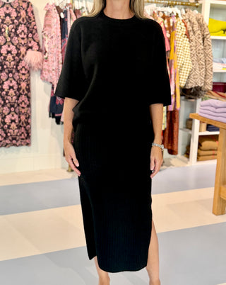 White & Warren Cashmere Skirt, Black