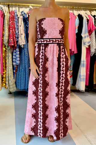 Anna Cate Bennet Midi, Blush Maroon Abstract