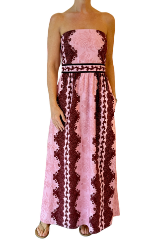 Anna Cate Bennet Midi, Blush Maroon Abstract