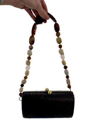 Serpui Liz Rounded Matte Clutch, Black