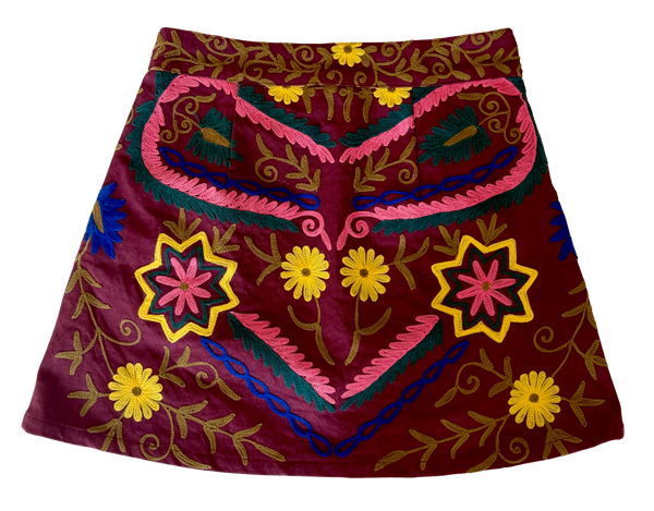 Suzani Embroidered Mini Skirt Mulberry Gardens | The Liv